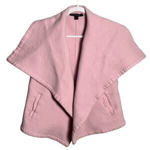 Lafayette 148 Sz S Open Front Flared Shawl Collar Cardigan Vest Angora Wool Pink